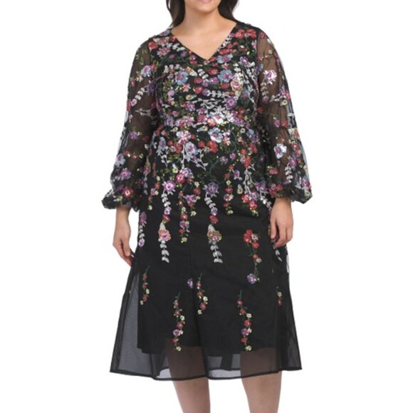 Mac Duggal 20474 Puff Sleeve Embellished A Line Dress - Picture 2 of 6